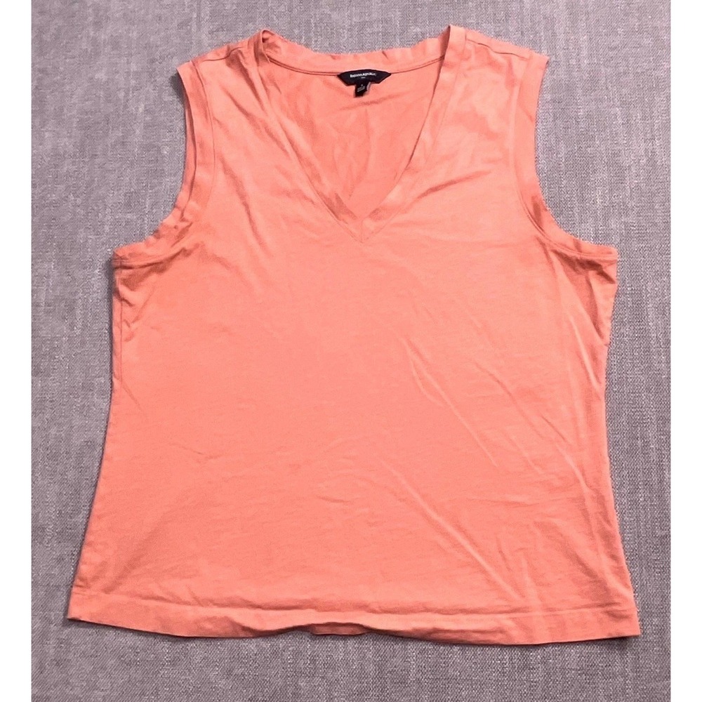 Banana Republic Tank Top Womens Large Peach Cotton V-Neck Pullover Everyday Wear